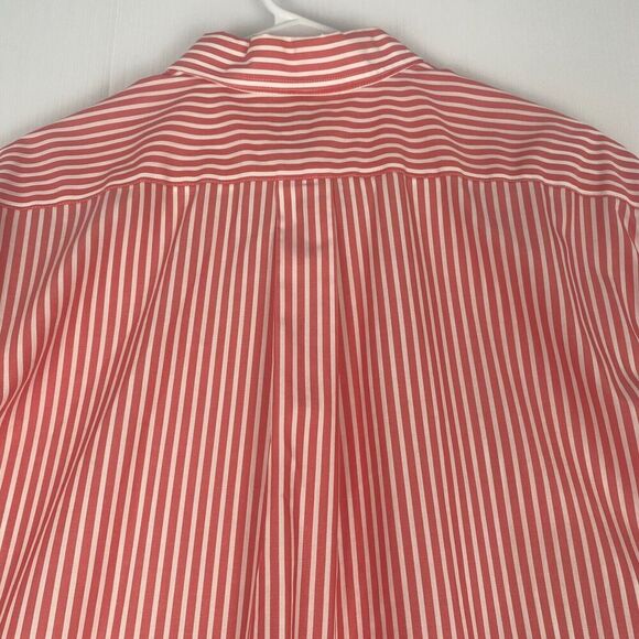 LL Bean Button Up Shirt Mens Size L Tall Pink Striped Short Sleeve 100% Cotton - Picture 4 of 13